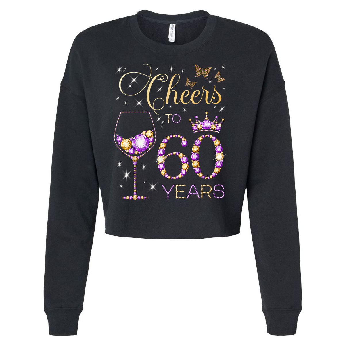 Cheers To 60 Years Old 60th Birthday Party 60th Bday Cropped Pullover Crew
