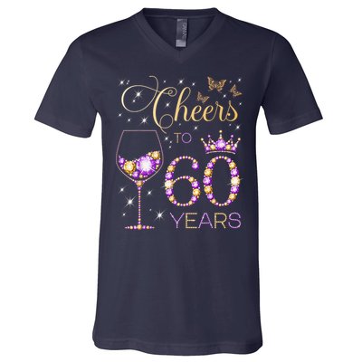 Cheers To 60 Years Old 60th Birthday Party 60th Bday V-Neck T-Shirt