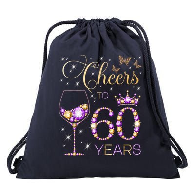 Cheers To 60 Years Old 60th Birthday Party 60th Bday Drawstring Bag