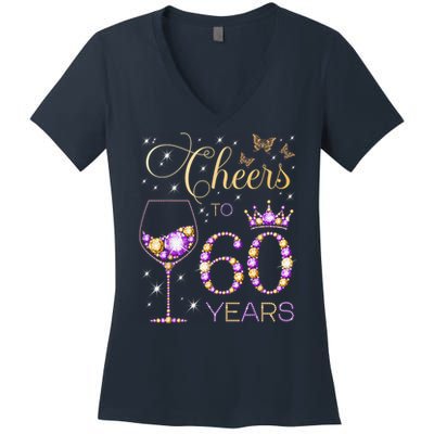 Cheers To 60 Years Old 60th Birthday Party 60th Bday Women's V-Neck T-Shirt