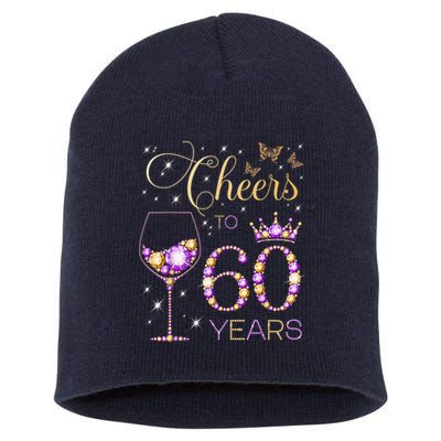 Cheers To 60 Years Old 60th Birthday Party 60th Bday Short Acrylic Beanie