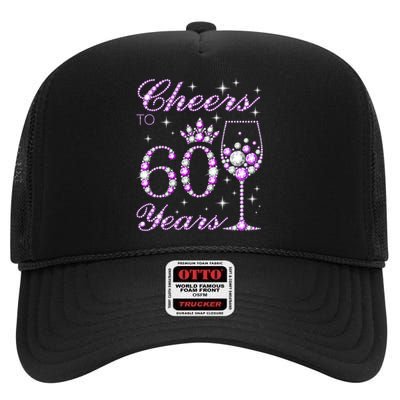 Cheers to 60 Years Old Wo Purple Crown 60th Birthday Pullover Hoodie High Crown Mesh Back Trucker Hat