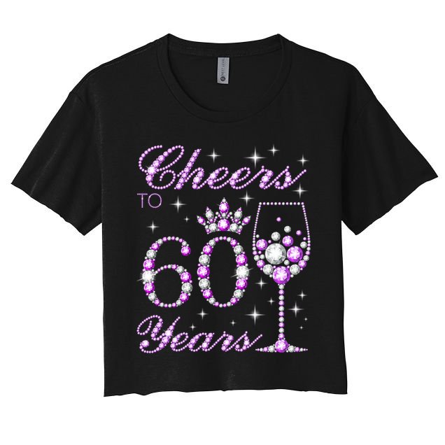 Cheers to 60 Years Old Wo Purple Crown 60th Birthday Pullover Hoodie Crop Top
