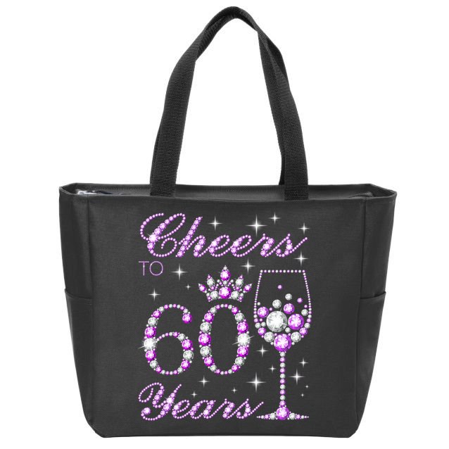 Cheers to 60 Years Old Wo Purple Crown 60th Birthday Pullover Hoodie Zip Tote Bag