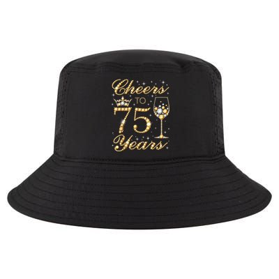 Cheers to 75 Years 75th Queen's Birthday Present 75 Years Old Cool Comfort Performance Bucket Hat