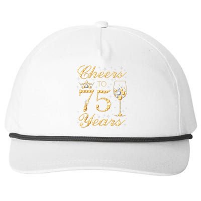 Cheers to 75 Years 75th Queen's Birthday Present 75 Years Old Snapback Five-Panel Rope Hat