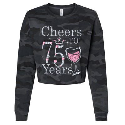 Cheers to 75 Years 1947 75Th Birthday Present Tee Gift For Wo Cropped Pullover Crew