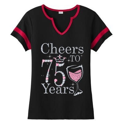 Cheers to 75 Years 1947 75Th Birthday Present Tee Gift For Wo Ladies Halftime Notch Neck Tee