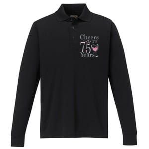 Cheers to 75 Years 1947 75Th Birthday Present Tee Gift For Wo Performance Long Sleeve Polo