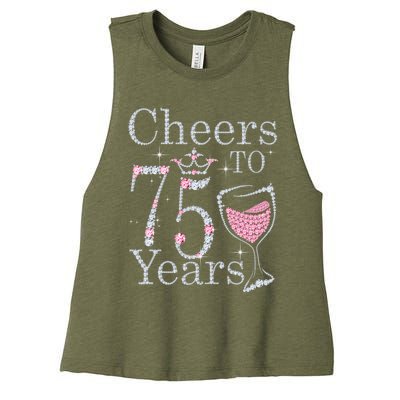 Cheers to 75 Years 1947 75Th Birthday Present Tee Gift For Wo Women's Racerback Cropped Tank