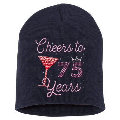 Cheers To 75 Years 75th Birthday Present 75 Years Old Bday Short Acrylic Beanie