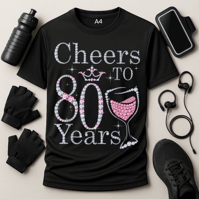 Cheers to 80 Years 1942 80Th Birthday Tee Gift For Wom.e.ns Cooling Performance Crew T-Shirt