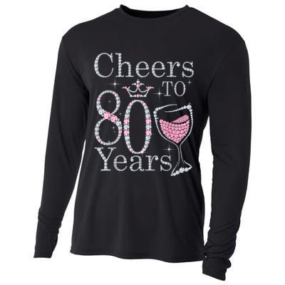 Cheers to 80 Years 1942 80Th Birthday Tee Gift For Wom.e.ns Cooling Performance Long Sleeve Crew