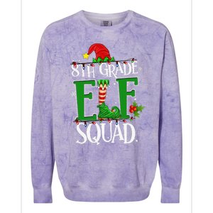 Christmas Teacher 8th Grade Elf Squad Xmas Lights Pajamas Colorblast Crewneck Sweatshirt