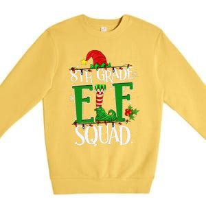 Christmas Teacher 8th Grade Elf Squad Xmas Lights Pajamas Premium Crewneck Sweatshirt