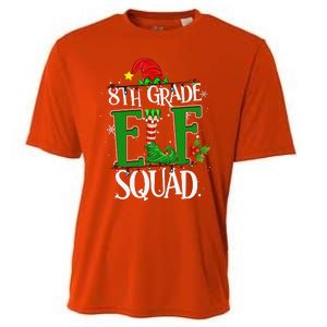 Christmas Teacher 8th Grade Elf Squad Xmas Lights Pajamas Cooling Performance Crew T-Shirt