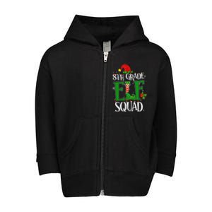 Christmas Teacher 8th Grade Elf Squad Xmas Lights Pajamas Toddler Zip Fleece Hoodie