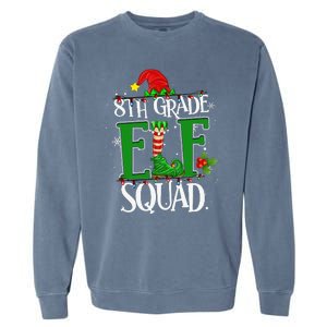 Christmas Teacher 8th Grade Elf Squad Xmas Lights Pajamas Garment-Dyed Sweatshirt