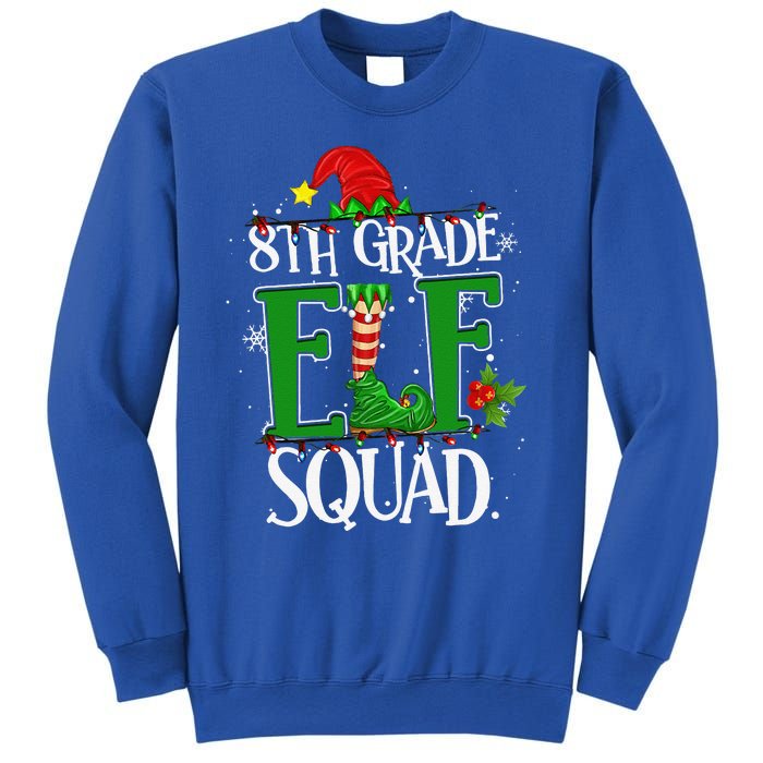 Christmas Teacher 8th Grade Elf Squad Xmas Lights Pajamas Sweatshirt