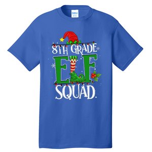 Christmas Teacher 8th Grade Elf Squad Xmas Lights Pajamas Tall T-Shirt