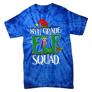 Christmas Teacher 8th Grade Elf Squad Xmas Lights Pajamas Tie-Dye T-Shirt