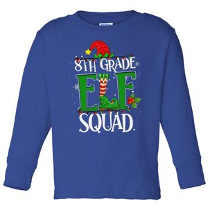 Christmas Teacher 8th Grade Elf Squad Xmas Lights Pajamas Toddler Long Sleeve Shirt