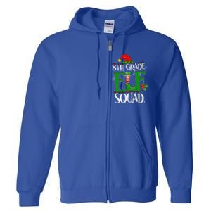 Christmas Teacher 8th Grade Elf Squad Xmas Lights Pajamas Full Zip Hoodie