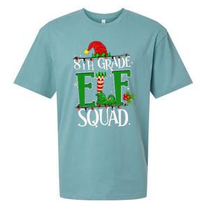 Christmas Teacher 8th Grade Elf Squad Xmas Lights Pajamas Sueded Cloud Jersey T-Shirt