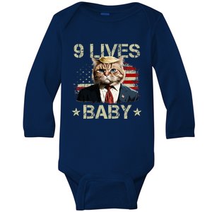 Cat Trump 9 Lives Baby Trump Cat 9 Lives Baby Baby Long Sleeve Bodysuit