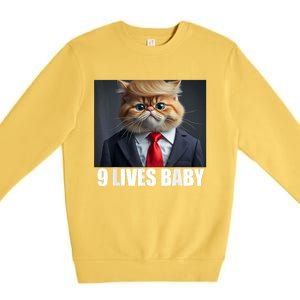 Cat Trump 9 Lives Baby Premium Crewneck Sweatshirt