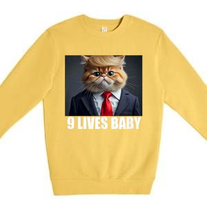 Cat Trump 9 Lives Baby Premium Crewneck Sweatshirt