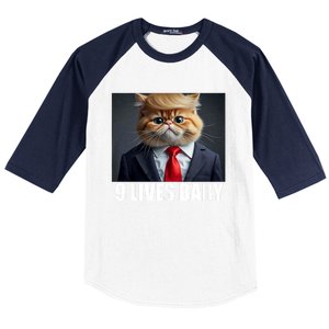 Cat Trump 9 Lives Baby Baseball Sleeve Shirt