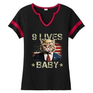 Cat Trump 9 Lives Baby Ladies Halftime Notch Neck Tee