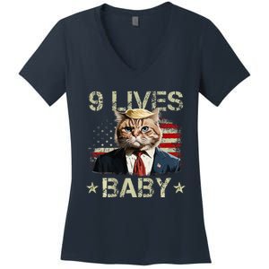 Cat Trump 9 Lives Baby Women's V-Neck T-Shirt