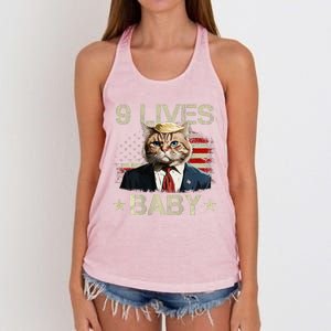 Cat Trump 9 Lives Baby Women's Knotted Racerback Tank