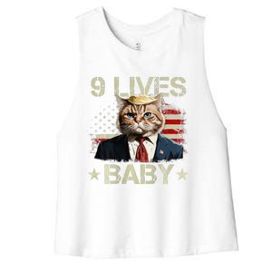 Cat Trump 9 Lives Baby Women's Racerback Cropped Tank