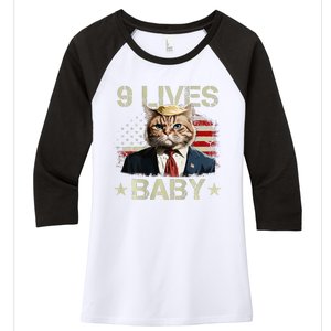 Cat Trump 9 Lives Baby Women's Tri-Blend 3/4-Sleeve Raglan Shirt