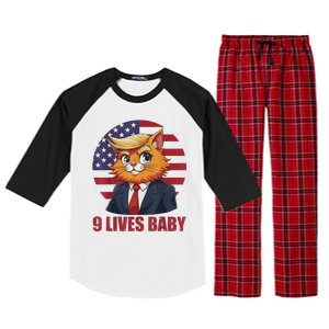 Cat Trump 9 Lives Baby Funny Raglan Sleeve Pajama Set