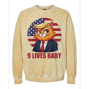 Cat Trump 9 Lives Baby Funny Colorblast Crewneck Sweatshirt