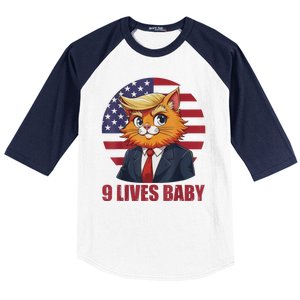 Cat Trump 9 Lives Baby Funny Baseball Sleeve Shirt