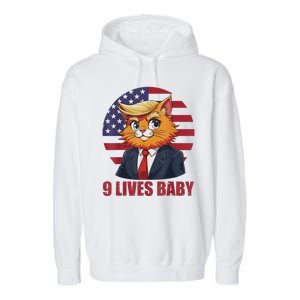 Cat Trump 9 Lives Baby Funny Garment-Dyed Fleece Hoodie