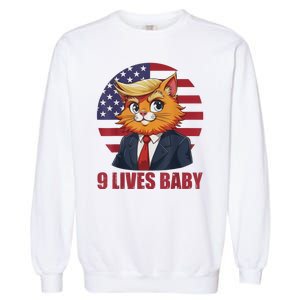 Cat Trump 9 Lives Baby Funny Garment-Dyed Sweatshirt