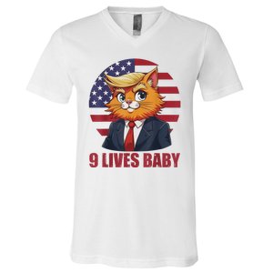 Cat Trump 9 Lives Baby Funny V-Neck T-Shirt