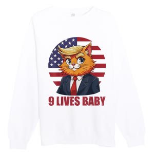 Cat Trump 9 Lives Baby Funny Premium Crewneck Sweatshirt