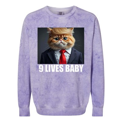 Cat Trump 9 Lives Baby Colorblast Crewneck Sweatshirt