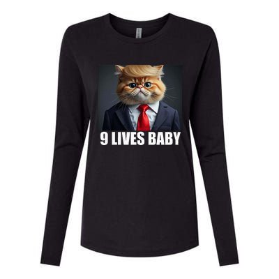 Cat Trump 9 Lives Baby Womens Cotton Relaxed Long Sleeve T-Shirt