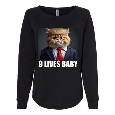 Cat Trump 9 Lives Baby Womens California Wash Sweatshirt