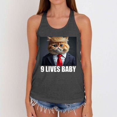 Cat Trump 9 Lives Baby Women's Knotted Racerback Tank