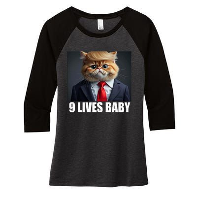 Cat Trump 9 Lives Baby Women's Tri-Blend 3/4-Sleeve Raglan Shirt