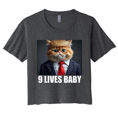 Cat Trump 9 Lives Baby Women's Crop Top Tee